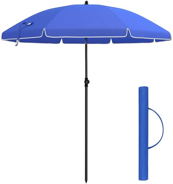 Sonnenschirm für Strand mit Tragetasche, ohne Ständer, UV-Schutz bis UPF 50+, Stahl blau, Ø 160 cm