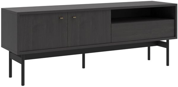 Selsey 'Olar' TV-Element mit Schublade, Holzoptik Esche Portland Schwarz, ca. 56 x 154 x 38 cm