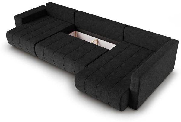 Wohnlandschaft Schlafsofa ARMANDA in Stoff Blur Schwarz langer Schenkel Rechts Bild 2
