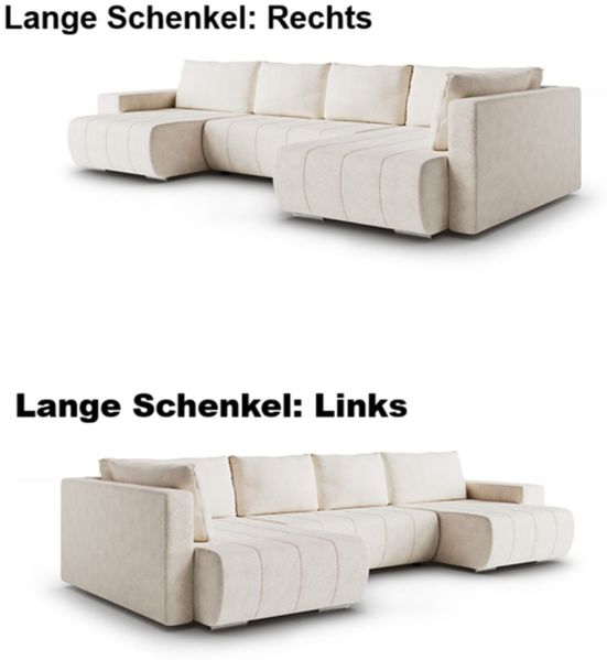 Wohnlandschaft Schlafsofa ARMANDA in Stoff Blur Schwarz langer Schenkel Rechts Bild 4