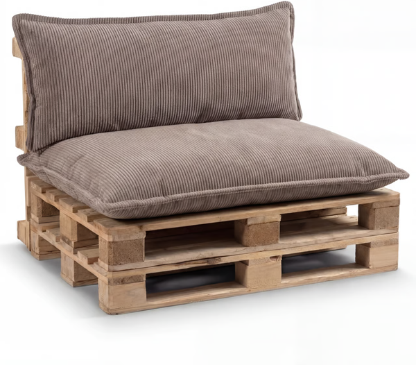 Gutekissen® Palettenkissen Glatte Kissen mit Paspel, Palettenauflagen Sitzkissen Rückenlehne Glatt PLL (Hellbraun, Sitzkissen 120x60)