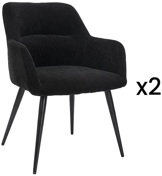 Vente-unique - HEKA Stuhl Stoff Schwarz - B 61 cm x H 78 cm x L 59,5 cm Bild 2
