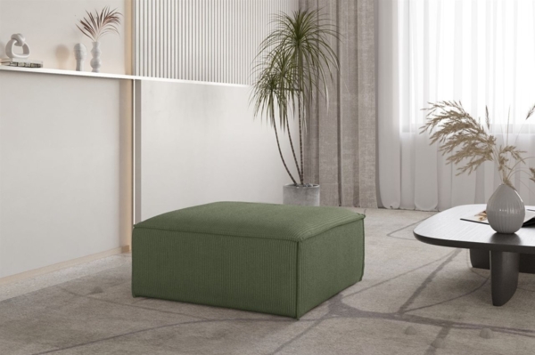 Polsterhocker Designerhocker CELES PREMIUM 85x85 cm in Stoff Scala Forest