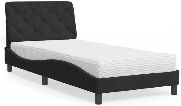 vidaXL Bett mit Matratze Schwarz 80x200 cm Samt 3208624