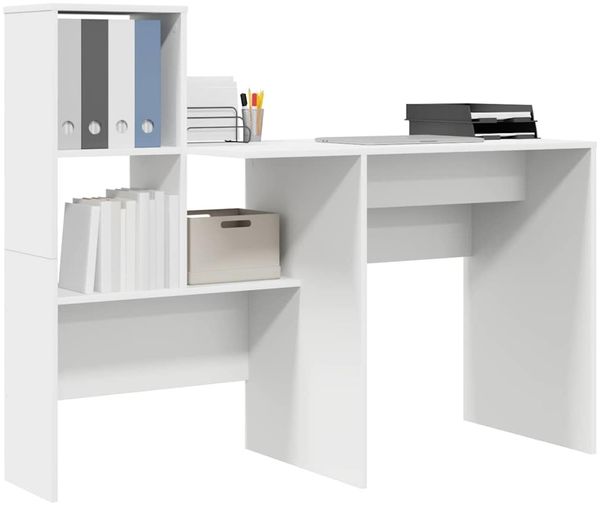 vidaXL Schreibtisch mit Regal Weiß 131,5 x 50 x 106,5 cm Holzwerkstoff 3337265 Bild 3