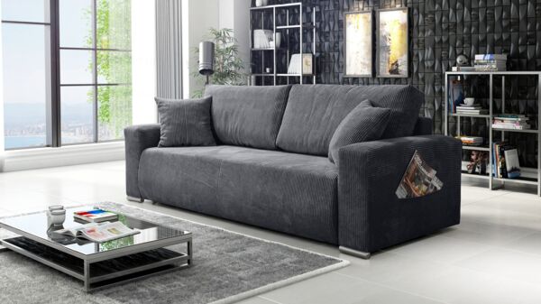 Sofa Couch Schlafsofa Wohnlandschaft Schlaffunktion 3-Sitzer Lincoln Cord Grau