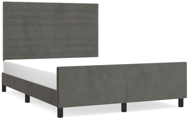 vidaXL Bettgestell mit Kopfteil Samt Dunkelgrau 140x190 cm, Härtegrad: H2 [3125813]