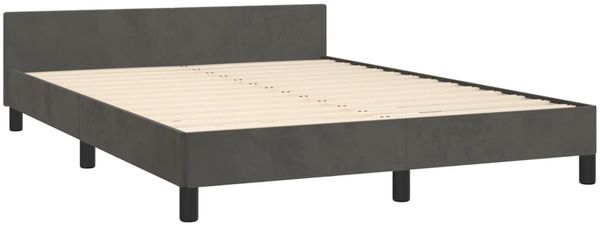 vidaXL Bettgestell mit Kopfteil Samt Dunkelgrau 140x190 cm, Härtegrad: H2 [3125813] Bild 5