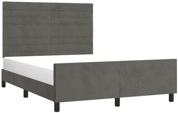 vidaXL Bettgestell mit Kopfteil Samt Dunkelgrau 140x190 cm, Härtegrad: H2 [3125813] Bild 3