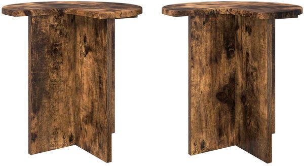 vidaXL Beistelltisch mit Speicher 2 pcs Geräucherte Eiche Ø 39 x 38 cm 8001090 Bild 2