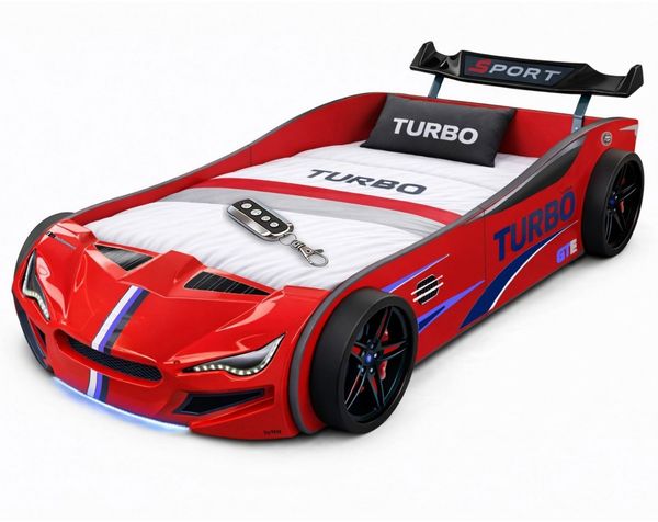 Autobett GTE Kinderbett im Rennwagen-Design mit Lattenrost Farbe Rot
