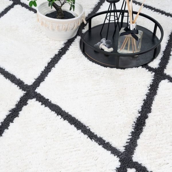 Consilio Concept Designteppich BERBER Teppich Wohnzimmer ivory creme weiß kurzflor Fransen Skandi