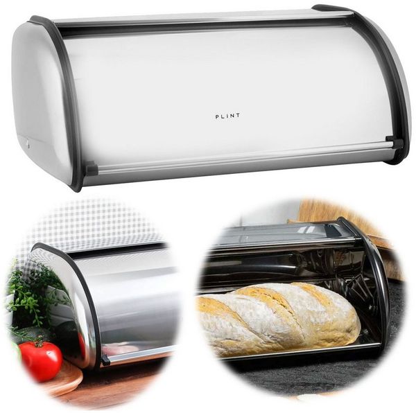 LS-LebenStil Brotkasten Vintage Brotbox 34cm Metall Retro Brot Aufbewahrung Brotbehälter, Metall, (Roll-Deckel Küche Aufbewahrungskorb Lüftungslöcher, 1-tlg, Aufbewahrungsbox Nostalgie Brotkorb zum Frischhalten)