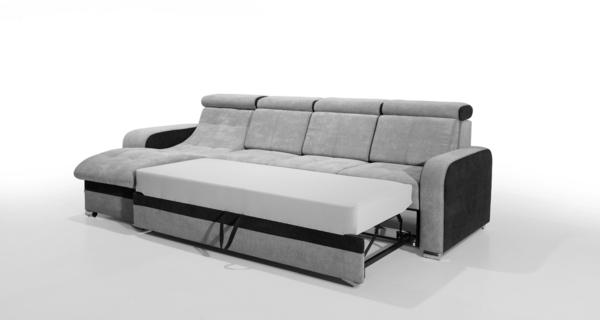 robin 'Bristol' Ecksofa mit Schlaffunktion und verstellbare Kopfstützen, Strukturstoff beige / braun, 169 x 315 x 95 cm Bild 2