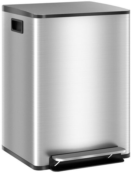 HOMCOM Mülltrennsystem Mülleimer, 2 Fächer je 20 l, Inneneimer herausnehmbar, Softclose