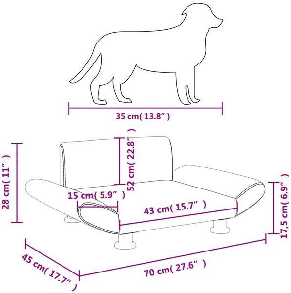 vidaXL Hundebett Creme 70x45x28 cm Kunstleder Bild 7