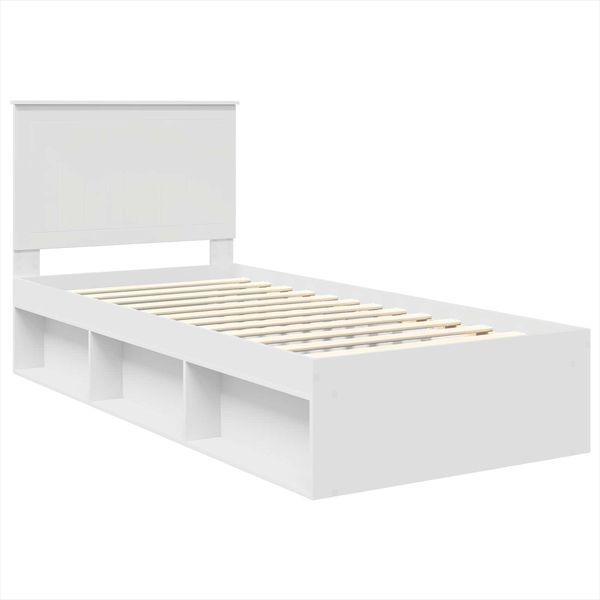 vidaXL Bettrahmen mit Kopfteil Weiß 90 x 200 cm Massives Kiefernholz 3411055 Bild 4