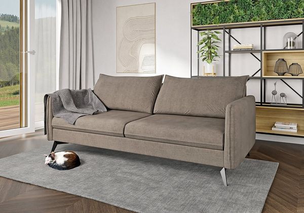 S-Style Möbel 3-Sitzer Sofa Azalea mit Schwarz Metall Füßen aus Luxusmicrofaser, mit Wellenfederung