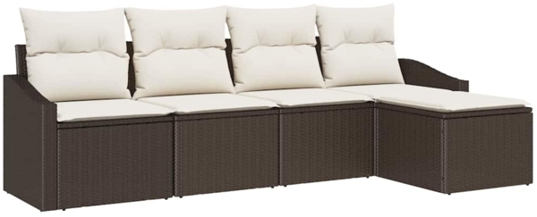 vidaXL Sofa Set mit Kissen 5 pcs Braun und Creme Poly-Rattan 3355347