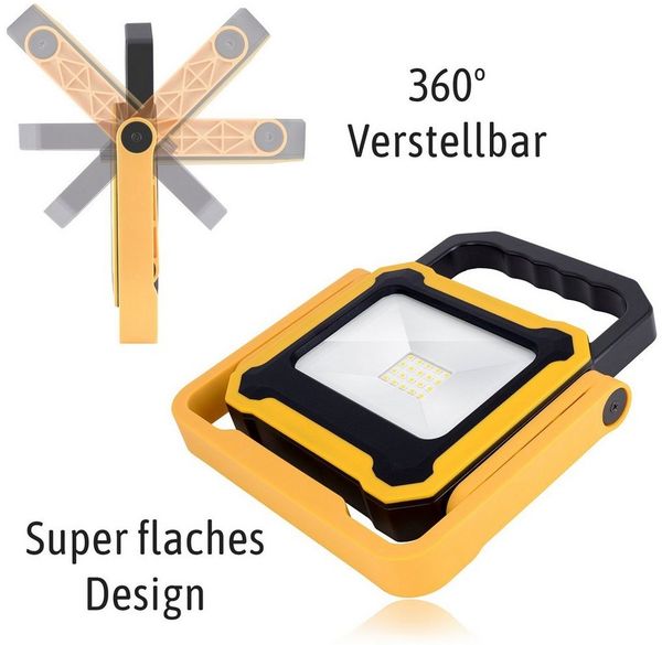 SSC-LUXon LED Gartenstrahler LED Akku Baustrahler 10W mit USB Powerbank - Arbeitsleuchte, Neutralweiß
