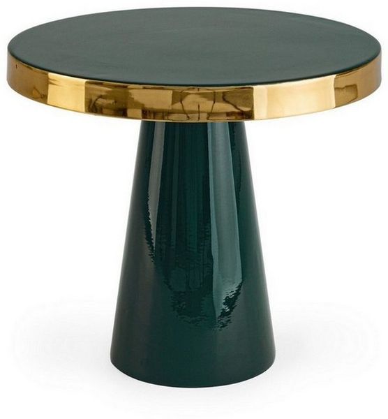 Beistelltisch Nandika aus Metall, rundes Design, Dunkelgrün, modern und vielseitig für Dein Zuhause