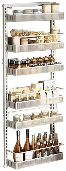 GarveeMore Küchenorganizer-Set 6-Layer Carbon Stahl Tür hängenden Korb Lagerung Regal Wandhalterung, 126x44x16cm Badezimmerzubehör Schlafzimmer Tür dahinterLücke Löcherfre