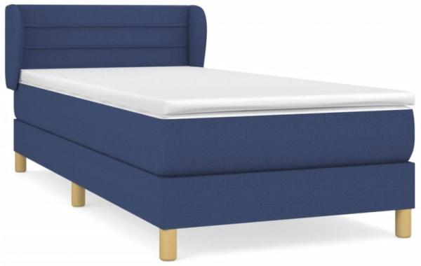 Einzelbett, Polsterbett mit Matratze Stoff Blau 100 x 200 cm