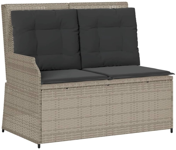 vidaXL Gartenbank Verstellbar mit Kissen Hellgrau Poly Rattan 368951