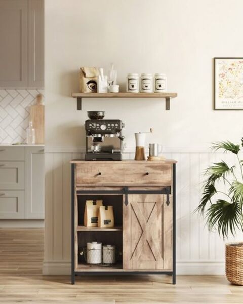 Vasagle Sideboard, mit Schublade, mit Schiebetür, 70 x 30 x 80 cm