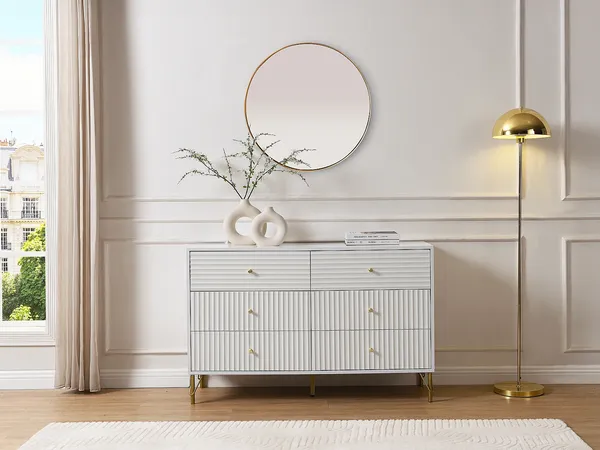 Vente-unique - LOUREO Kommode Holz, Platte Weiß - B 40 cm x H 78 cm x L 120 cm