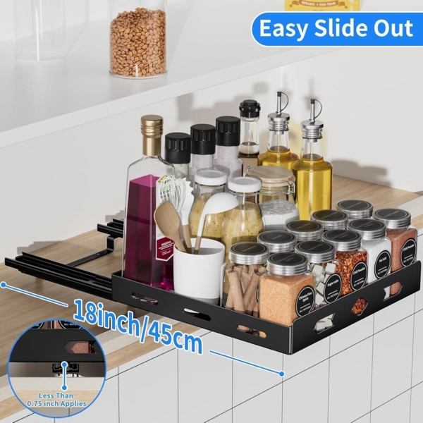 Gewürzregal Schublade Ausziehbarer Schrank Organizer 26.7*26.8*7.2cm Bild 6