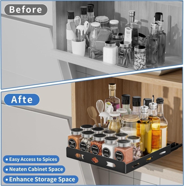 Gewürzregal Schublade Ausziehbarer Schrank Organizer 26.7*26.8*7.2cm Bild 5
