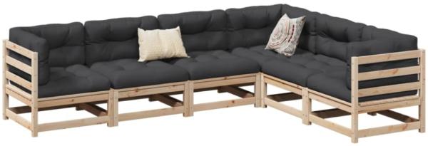 vidaXL 6-tlg. Garten-Sofagarnitur mit Kissen Massivholz Kiefer 3299456