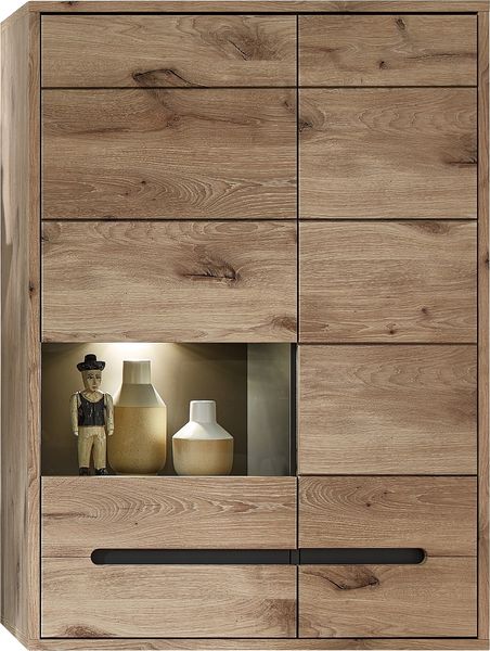 Hängevitrine >Bellano< in Viking Oak Dekor, MDF, Spannplatte - 90x126x38 (BxHxT)