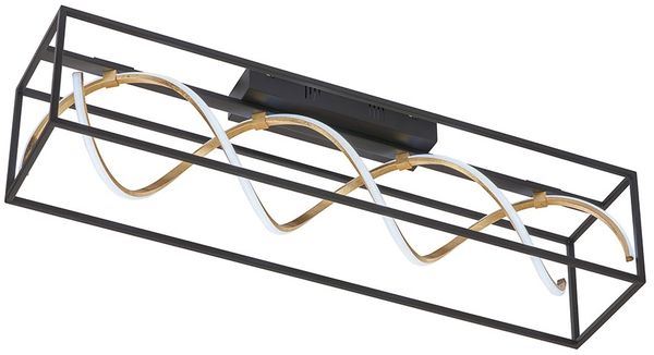 LED Deckenleuchte, schwarz, gold, dimmbar, Fernbedienung, L 90 cm