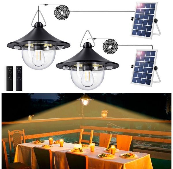 Quntis LED-Hängeleuchte hängeleuchte für außen Innen mit bewegungsmelder & Fernbedienung, LED, Warmweiß, 4500mAh 3 Farbe/5 Modi LED Solar Hängelampen, IP65, 5m Kabel