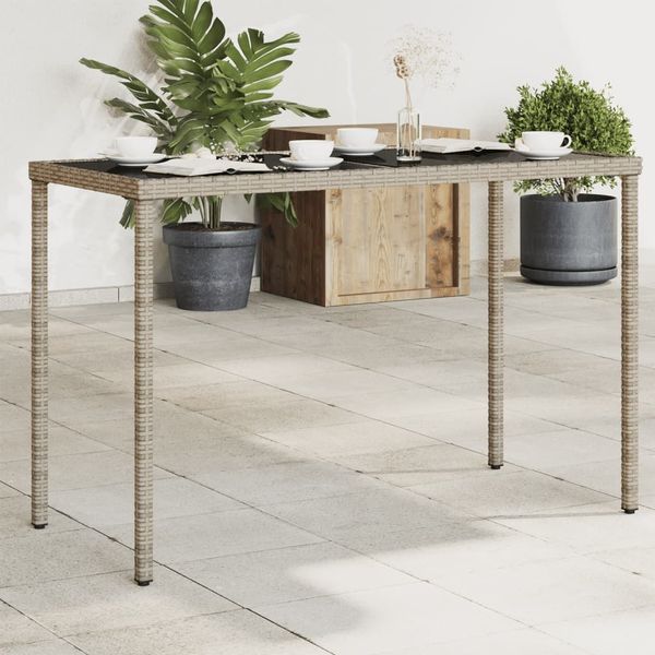 vidaXL Gartentisch mit Glasplatte Grau 115x54x74 cm Poly Rattan 365073