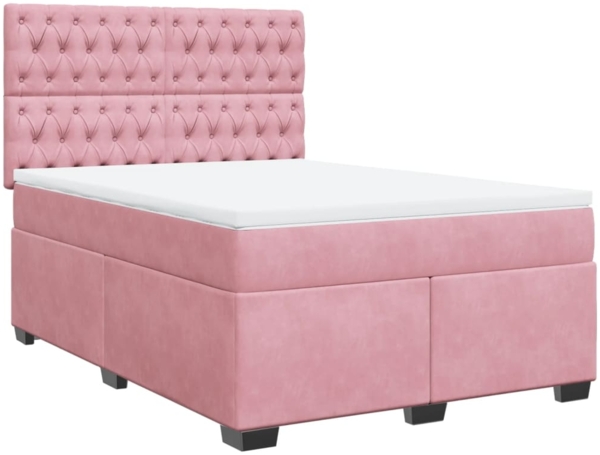 vidaXL Boxspringbett mit Matratze Rosa 140x190 cm Samt 3290917