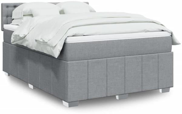 vidaXL Boxspringbett mit Matratze Hellgrau 140x200 cm Stoff 3289405