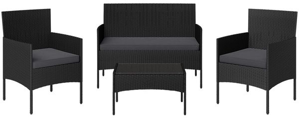STEELSØN 'Thalora' Gartenlounge Set, 4-tlg. Sitzgruppe mit Sofa, 2 Stühlen und Tisch, inkl. Kissen, schwarz/anthrazit, aus Polyrattan Bild 9