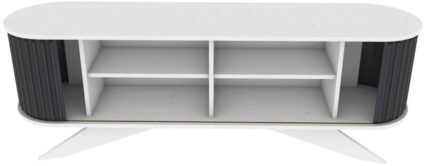 Dmora Fernsehschrank Bailu, Ständer für Wohnzimmerfernseher, Niedriges Wohnzimmer-Sideboard, TV-Ständerbasis, 180x43h60 cm, Anthrazit und Weiß