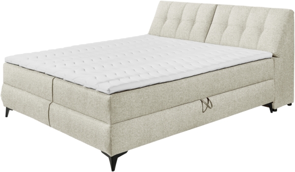Boxbett >ATLANTIS 6< Liegefläche 180x200 cm, Bezug in Ivory - 185x102x240cm (BxHxT)