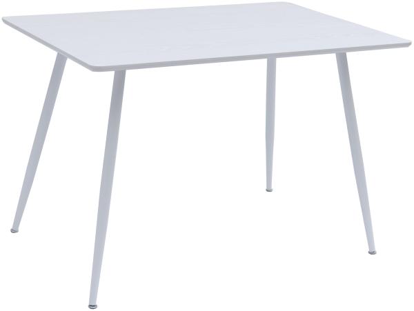 Esstisch Tischplatte mit Holzmaserung Küchentisch Esszimmertisch Speisetisch Tisch Esszimmer Küche 115x75 MDF Metallrahmen Weiß