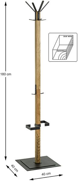 Garderobenständer >54325< in eiche, schwarz - 40x180x40 (BxHxT) Bild 2