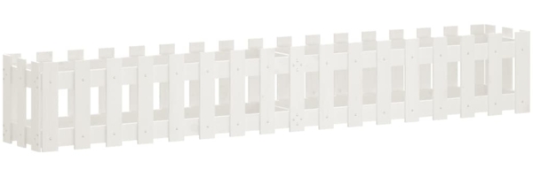 vidaXL Hochbeet Lattenzaun-Design Weiß 200x30x30 cm Massivholz Kiefer 832503