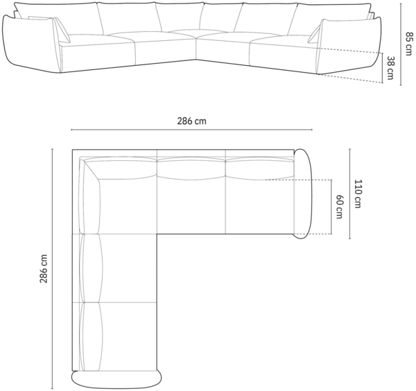 Micadoni Ecksofa Kaelle 7-Sitzer Chenille Over The Horizon Dunkelgrau Bild 5