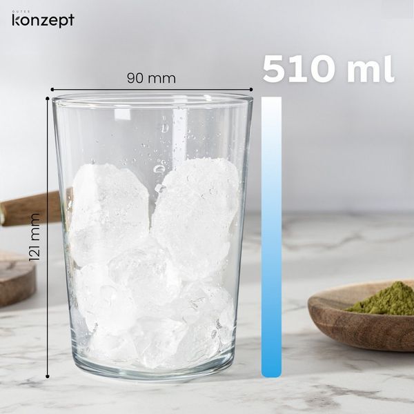 KONZEPT Gläser-Set Trinkgläser Set, groß-500 ml, Kristallklare, 12-tlg, ideal für Wasser, Saft & Eisgetränke