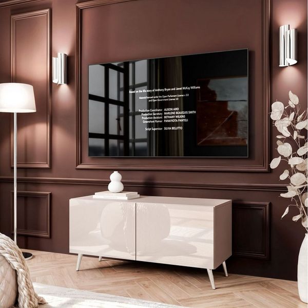 Lookway TV-Schrank COLGANTE 100 Kaschmir Hochglanz mit Metallbeinen