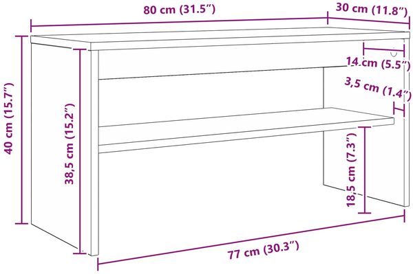 vidaXL TV-Schränk Altholz 80 x 30 x 40 cm Holzwerkstoff 8000330 Bild 10