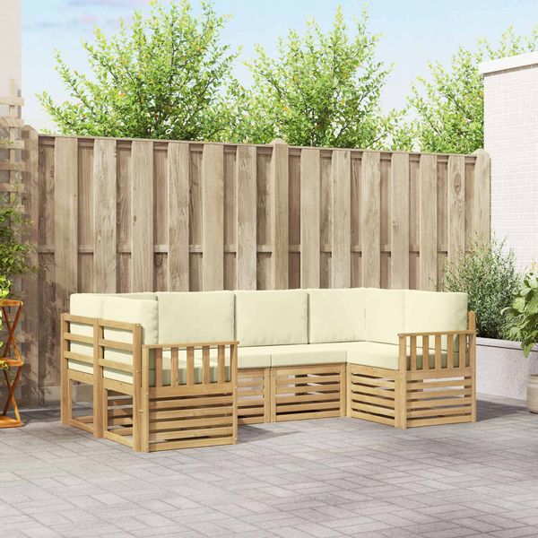 vidaXL Outdoor-Sofagarnitur 5 pcs Weiß und Creme 245 x 128,5 x 73 cm 3392385